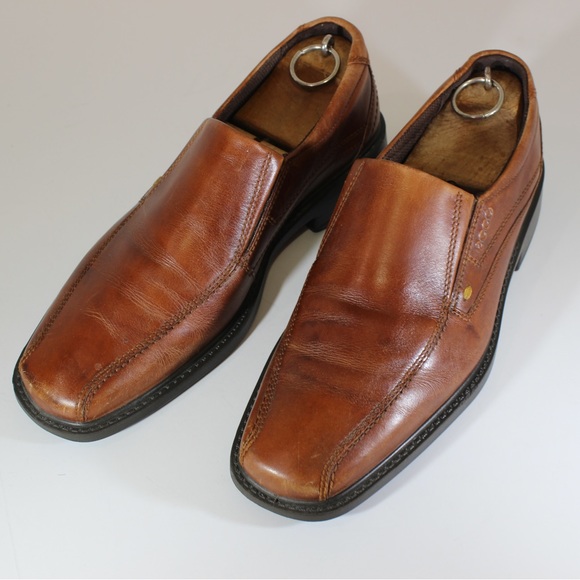 ECCO Brown Tan Sip On Loafer Leather Comfort Shoe 41 - Picture 9 of 11
